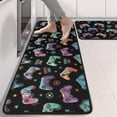 thumbnail image 2 of Kitchen Rugs Sets Of 2,Colorful Controllers Games Icons Black Pattern Anti Fatigue Kitchen Mat Rugs Non Slip Washable,Decorative Kitchen Floor Mats for Kitchen,Sink,Laundry,17"x47"+17"x47", 2 of 5