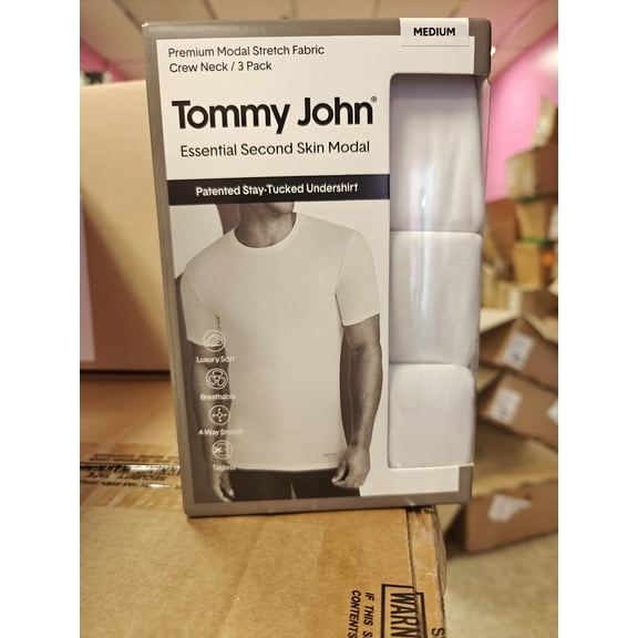 Tommy John Men's White 3 Pack Second Skin Crewneck Undershirt, XL