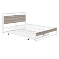 thumbnail image 5 of Tcbosik Industrial Metal Bed Frame Queen Size with Wood Headboard, USB Ports, No Box Spring Needed, White and Oak, 5 of 10