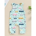thumbnail image 2 of Niusricy Kids Infant Boy Summer Tank Romper 0 3M 6M 12M 18M Toddler Baby Sleeveless Overalls Cartoon Car Print Round Neck Jumpsuits Full Length Bodysuit Newborn Fashion Cute Casual Clothes for Daily, 2 of 7