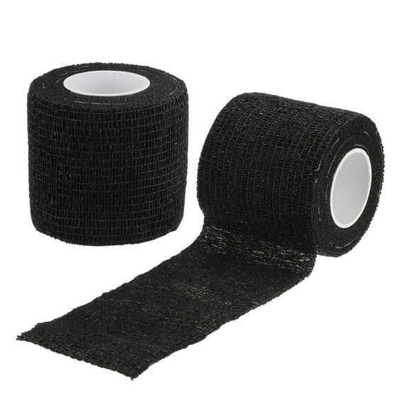 Uxcell 2" x 1.8" Camo Tape Wrap, Self-Adhesive Camouflage Tape, Black, 2 Rolls