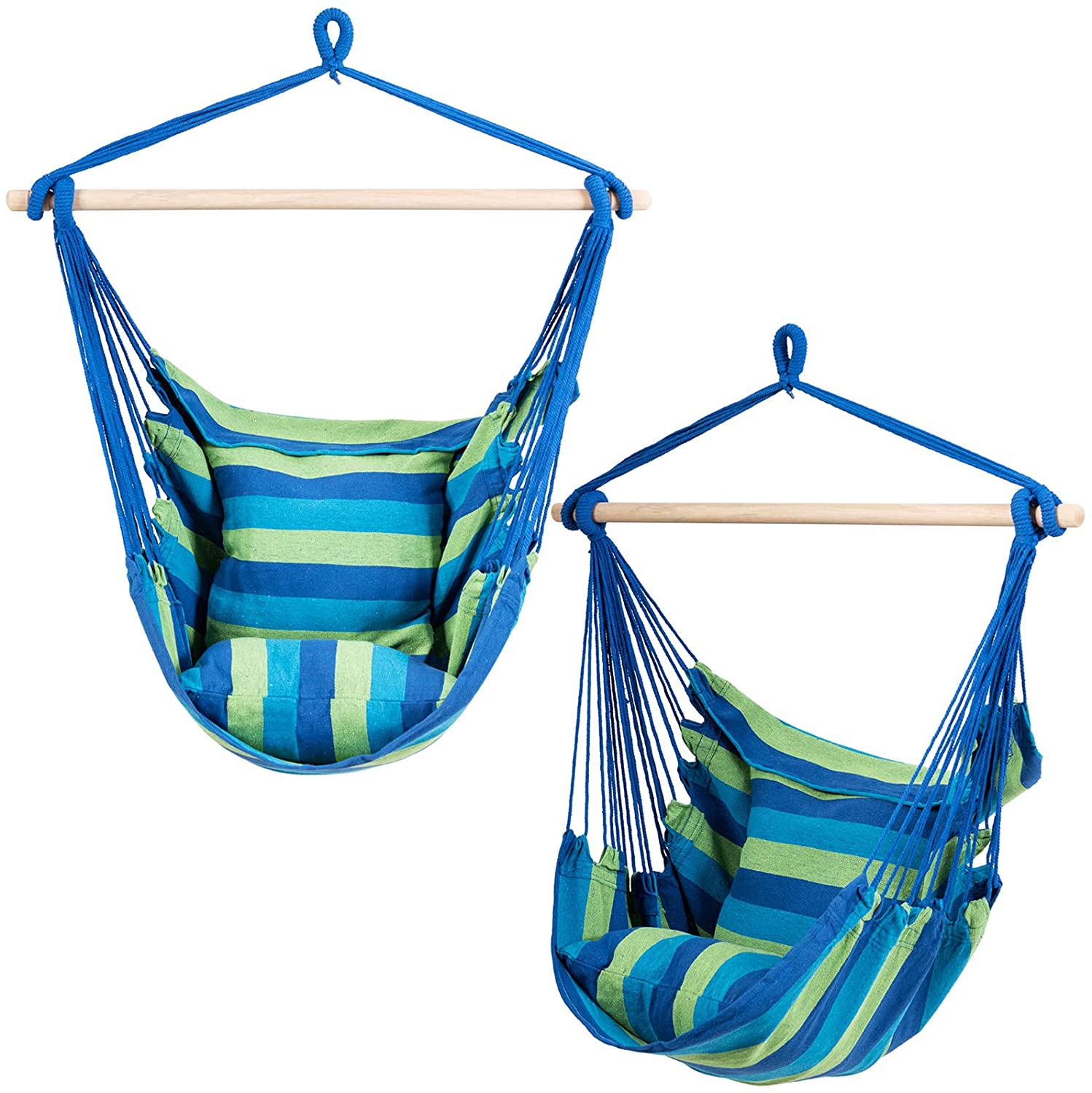 Hammock Swing, Hanging Rope Hammock Chair with 2 Cushions for Patio