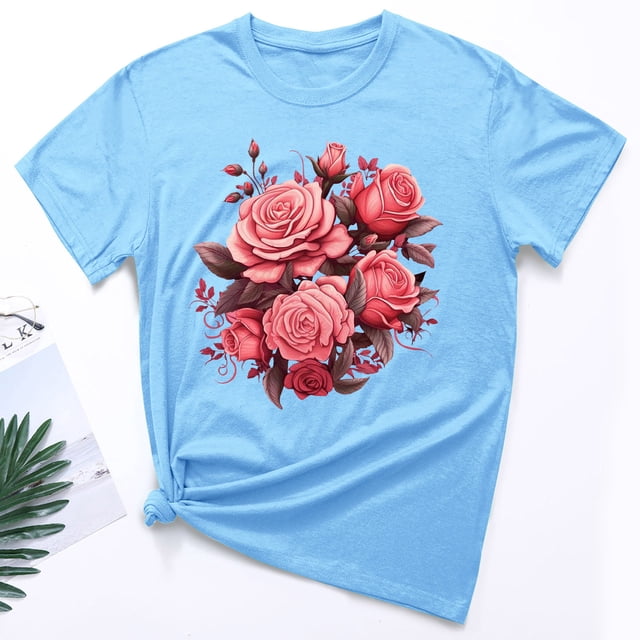 Pntutb Femmes de la Mode Col Rond Imprimé à Manches Courtes T-Shirt Décontracté