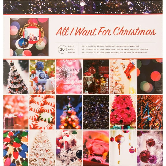 American Crafts Single-Sided Paper Pad 12"X12" 36/Pkg-Photo Real All I Want For Christmas