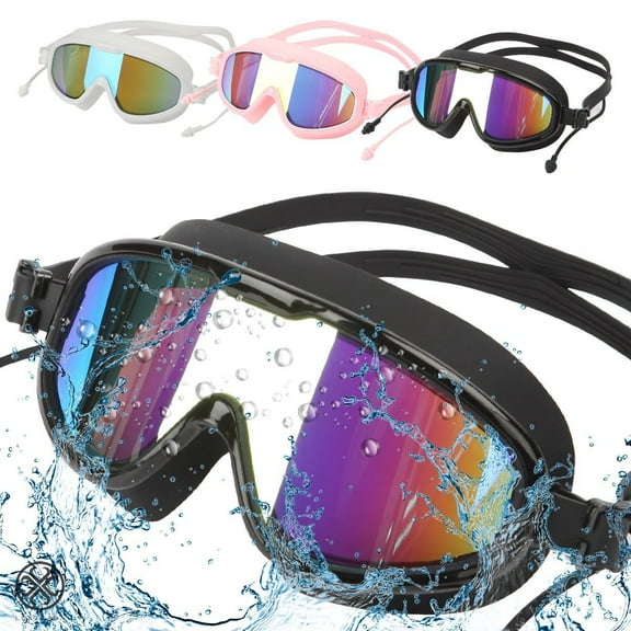 Luxtrada Adults Men Women Clear Mirror Swimming Goggles Glasses UV Protection Anti-Fog Mirror Coated Lens Swim Goggles Glasses with Storage Case