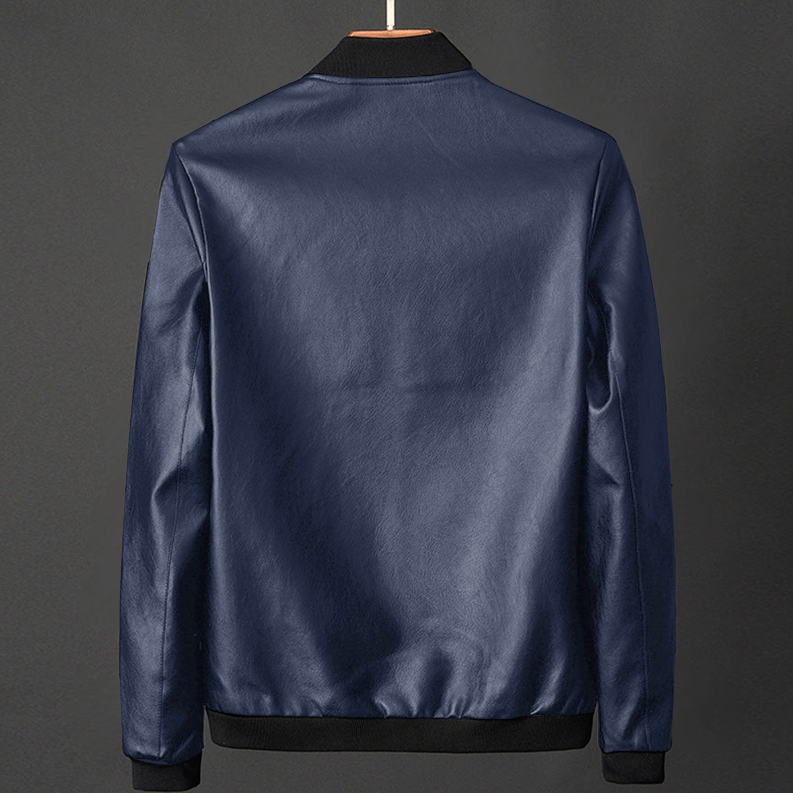 Fashion YLSDY Men's Casual Zip Up Slim Flight Faux Leather Jacket Motorcycle Biker Jackets Fashion Leather Jackets Coat Blue XXXXXL