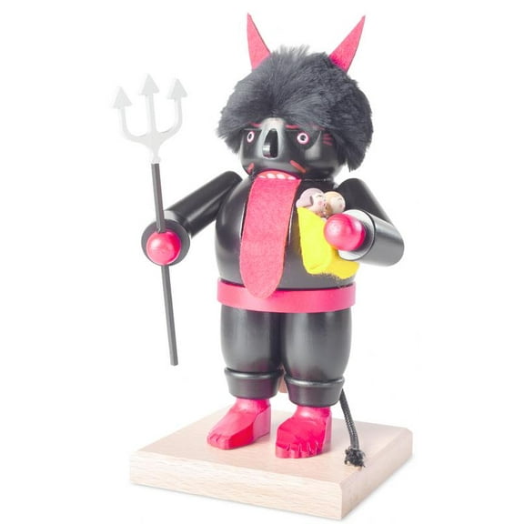 German nutcracker Krampus, height 22 cm / 9 inch, original Erzgebirge by Müller Seiffen