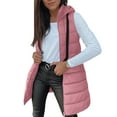 thumbnail image 3 of Long Puffer Vest Women Sleeveless Full Zip Up Puffy Jackets Quilted Padded Fall Coats Winter Outerwear Light pink S, 3 of 9