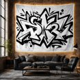 thumbnail image 6 of Scale Monochromatic Graffiti with Piece Textured Resembles, Mystical Fantasy for Space Lovers, Wall Decor, Housewarming Gift, Tapestry Wall Hanging for Dorm and Living Room, 6 of 7