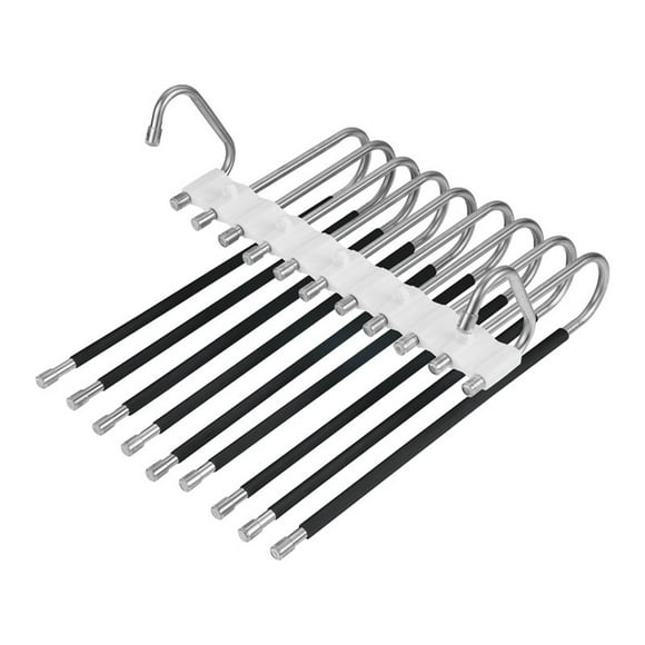 Perchero multifuncional para pantalones, ahorra espacio, plegable, multicapa Negro