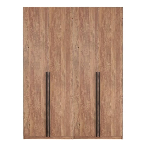 Lee Wardrobe Closet 2.0 from Engineered Wood in Golden Brown - Set of 2