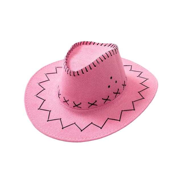 Sombrero de vaquero de gamuza estilo western cómodo con circunferencia interior de 58 cm de ala ancha para Rosa