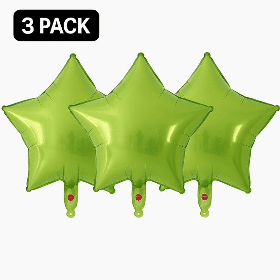 Lime Green Star Foil Balloons 3 Pack Party Decor Balloons