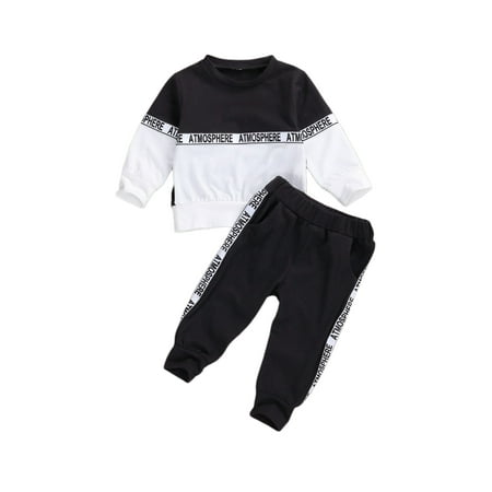 

TheFound Toddler Baby Boys Fall Winter Clothes Long Sleeve Sweatshirt Tops Pants Tracksuit 2Pcs Casual Outfits