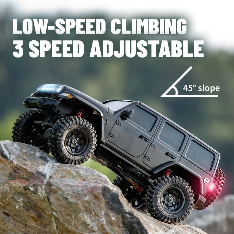 1/18 RC Crawler Truck for Black Warrior PRO 4WD Off Road Car with High Torque Motor, Waterproof ESC, LED Light Control and Long Runtime All Terrain RC Vehicle- RTR