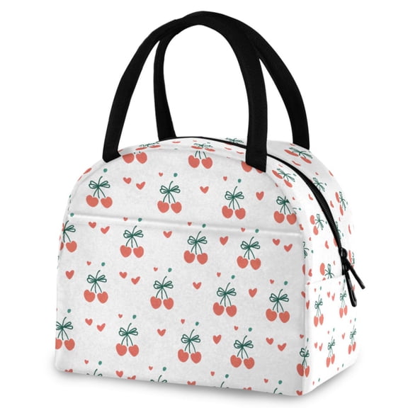 ALAZA Cherry and Hearts Insulated Lunch Box Reusable Cooler Tote Bag Work Office Picnic
