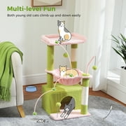 PAWZ Road Cat Tree 33 Cute Flower Cat Scratching Posts Tower with Large Top Perch and Hammock for Medium Indoor Cats, Pink