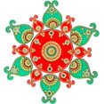 thumbnail image 1 of Designer Rangoli Réutilisable Rond Rangoli Acrylique Rangoli Décorations de Festival Traditionnel Indien Navratri Décoration de Sol Cadeau pour Maison Intérieur Pendaison de Crémaillère (Taille:-14 Pouces) (Rouge, Vert), 1 of 5