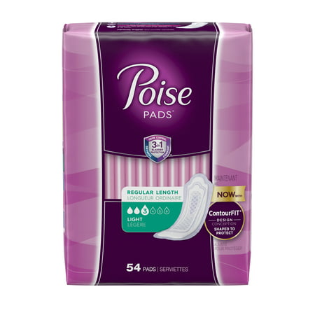 Poise Incontinence Pads, Light Absorbency, Regular, 54 (Best Incontinence Pads Review)