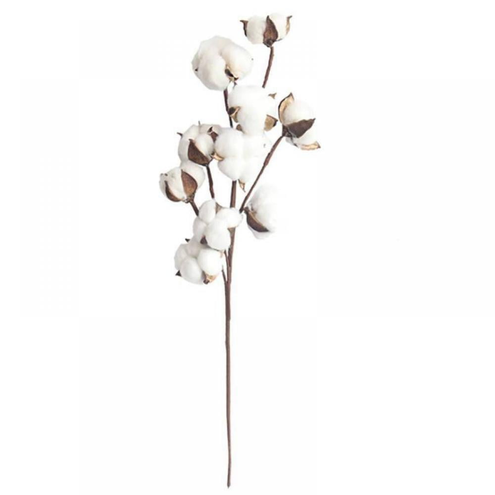 Artificial Naturally Dried Cotton Stem Farmhouse Flower Filler Floral Home Decor 