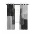 thumbnail image 7 of Black Abstract Blackout Curtains for Bedroom, Grey Geometric Oil Painting Vintage Ombre Thermal Insulated Kitchen Drapes with Grommets, Light Blocking Window Treatment, 2 Panels 52" x 54", 7 of 7
