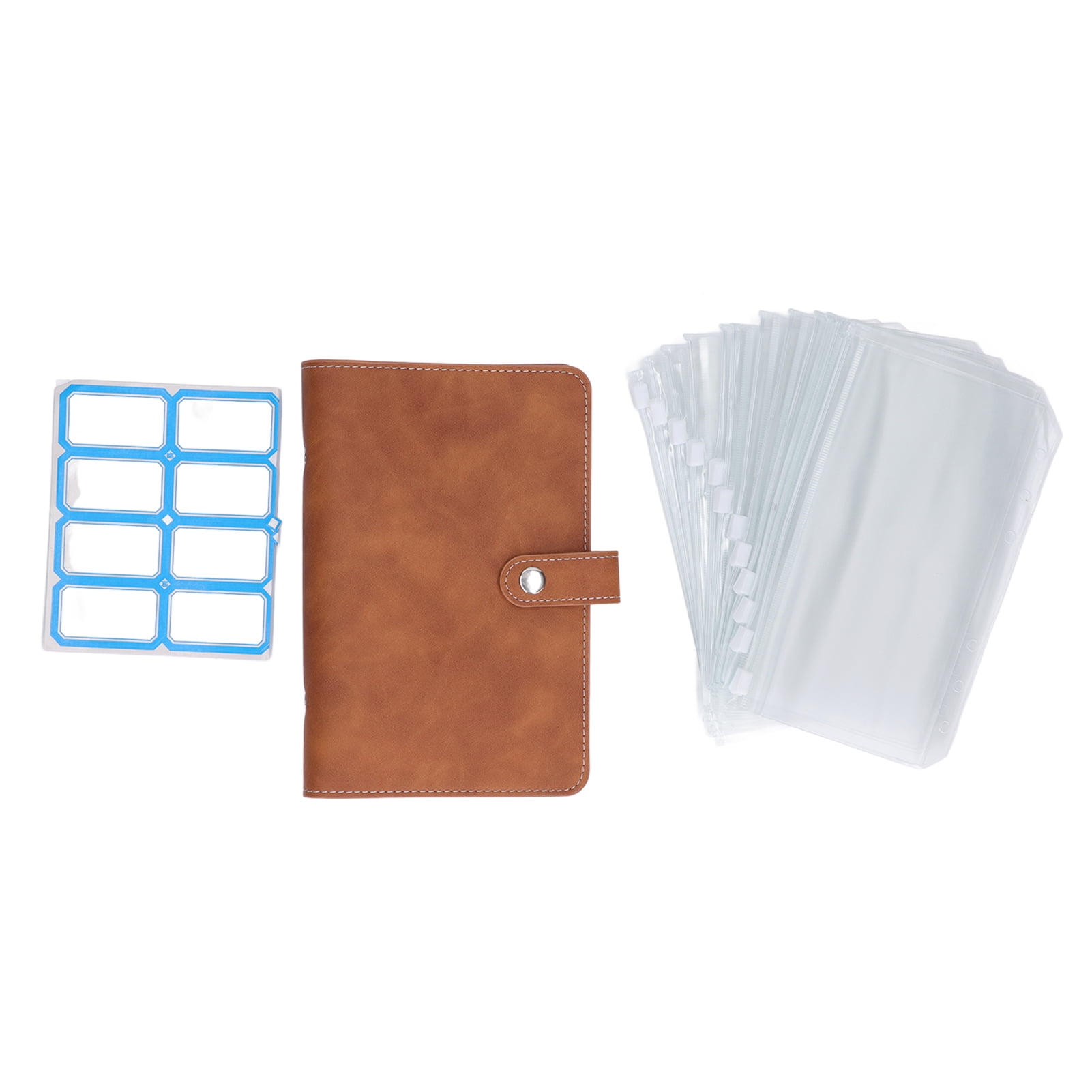 Cash Binder, Soft Waterproof Savings Binder PU Leather  For Daily Planners For Travel Journals Brown,Blue