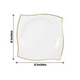 thumbnail image 3 of Efavormart 10 Pack | 8" White / Gold Wavy Rim Square Hard Plastic Dinner Plates, Disposable Party Plates, 3 of 11