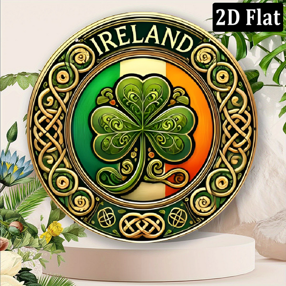 Irish Clover Vintage Metal Wall Art Sign, 8*8 inch  Durable Aluminum, Easy to Hang, Ideal for Bedroom, Kitchen, Dining Room, Bar Decor - Perfect Gift for Home or Office, Wall Decor