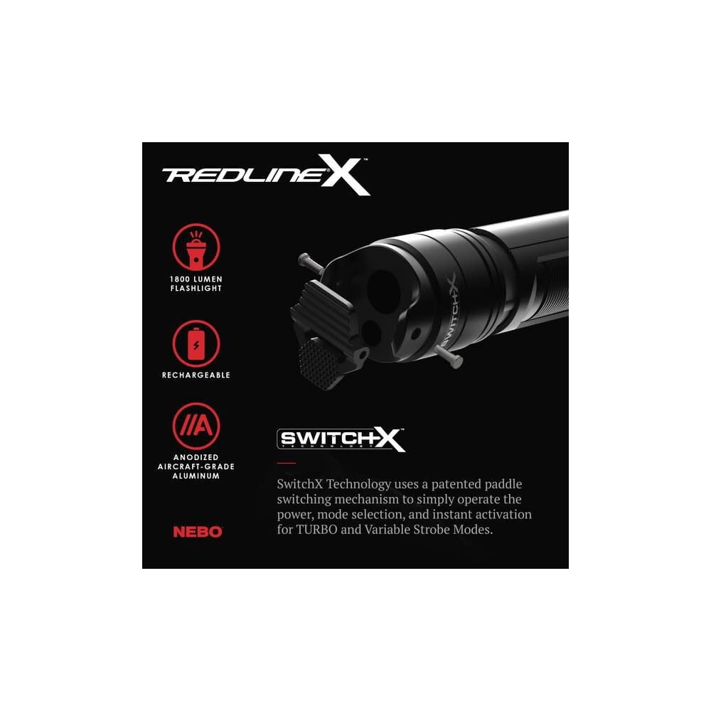 NEBO Redline X 1800 Lumen Rechargeable LED Flashlight