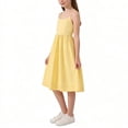 thumbnail image 2 of Girls' Sleeveless Dress Party School Casual Pleated Swing Dresses Summer Clothes Girl 8-13 Years (12-13 Years, Yellow), 2 of 8