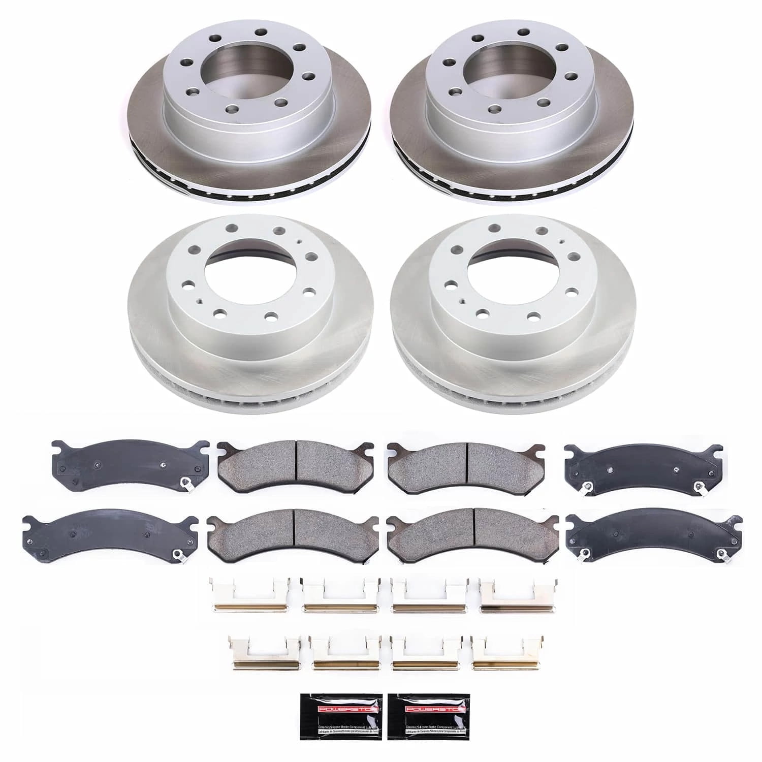 PowerStop Front and Rear Semi-Coated Rotor and Low-Dust Ceramic Brake Pad Kit SC2073