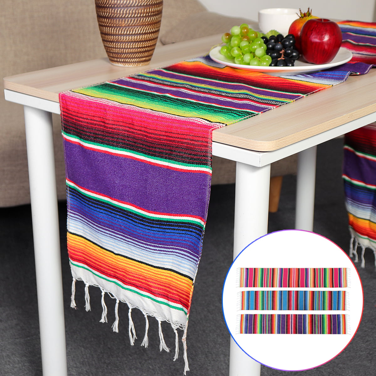 Mexican Serape Table Cloth 80"x56" 85% Acrylic and 15% Cotton 