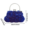 thumbnail image 3 of Women's Elegant Satin Evening Clutch with Detachable Silk Rose Handbag for Formal Parties and Occasions for Wedding Blue One Size, 3 of 4