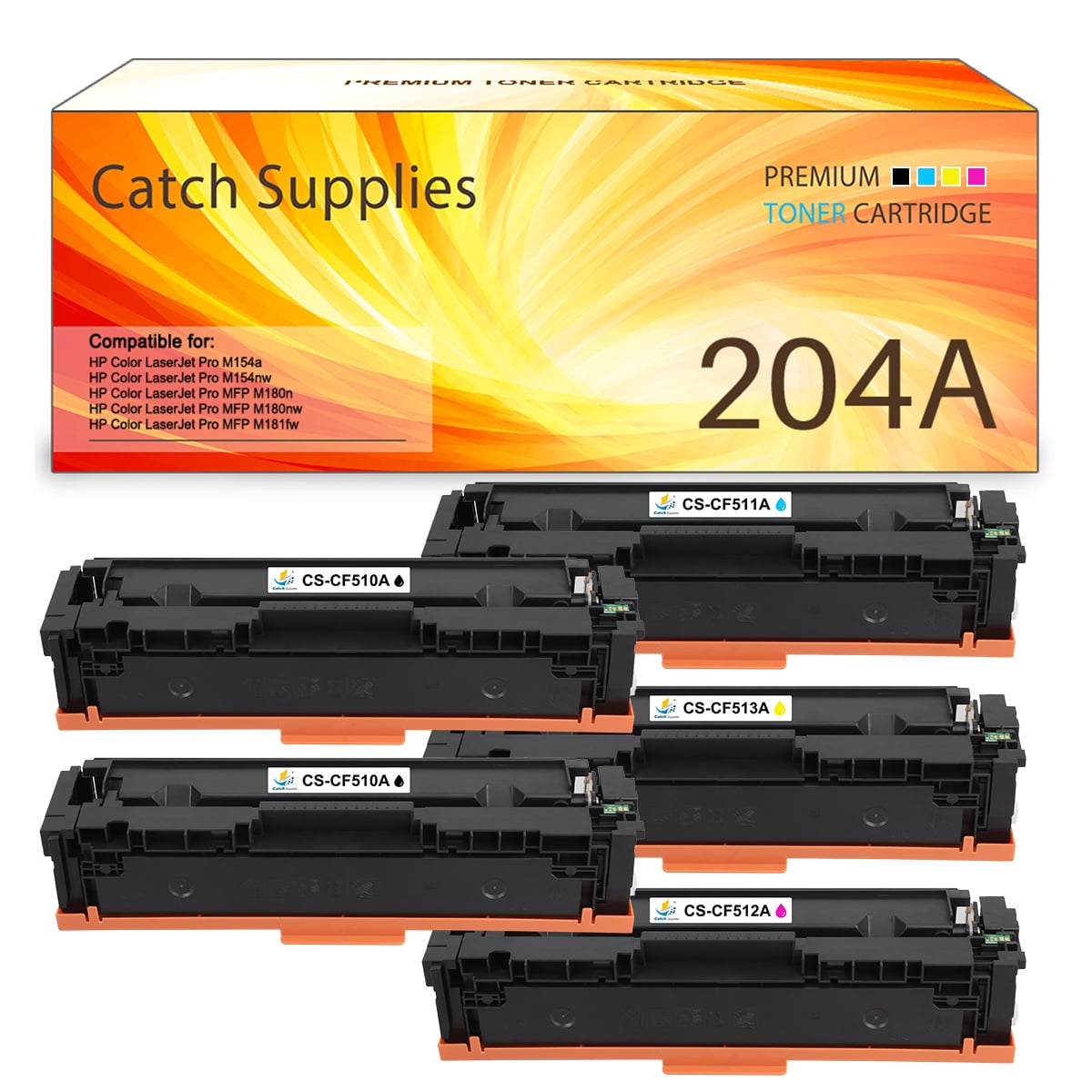 Supplies 6-Pack Compatible Toner for HP 204A CF510A CF511A CF512A CF513A Laserjet Pro MFP M180n M181fw M154nw M154a (3*Black, Cyan, Yellow, Magenta) Walmart.com