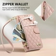 thumbnail image 6 of For Apple iPhone 15 Plus Wallet  Phone Case-PU Leather  Bowknot Magnetic Flip Cover with Card Slots,Zipper Pocket & Detachable Wrist Strap,Shockproof,Pink,For iPhone 15 Plus, 6 of 8
