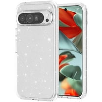 For Google Pixel 9 /Pixel 9 Pro (6.3") Transparent Crystal Glitter Shiny Sparkle Bling TPU Rubber Hard PC Back Hybrid Armor Frame Cover ,Xpm Phone Case [ Clear ]