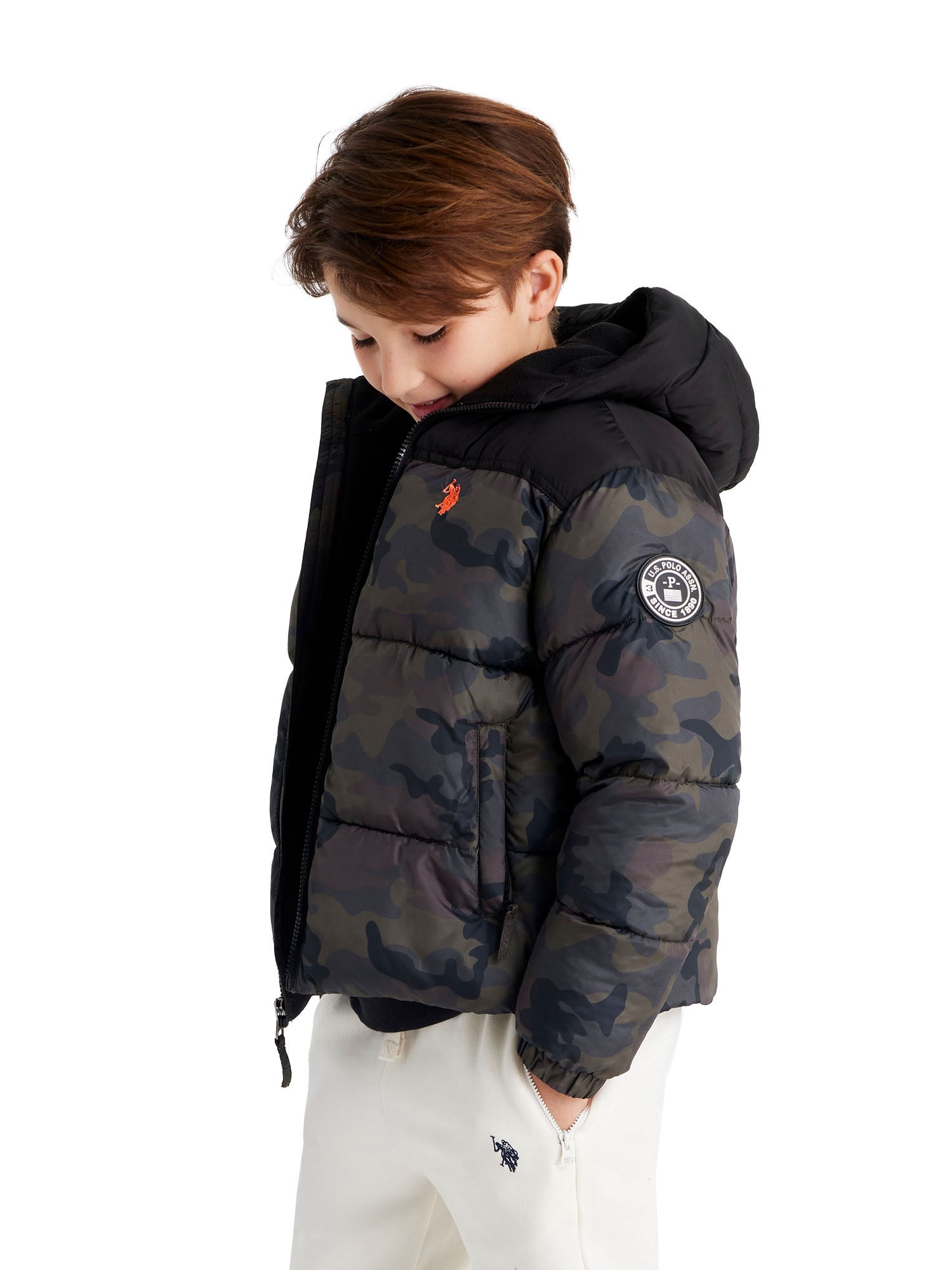U.S Polo Assn. Boys Colorblock Puffer Jacket, Sizes 4-18