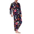 thumbnail image 2 of Disketp Dancing Skeletons Floral Garden for Pajamas Set Long Sleeve Sleepwear Mens Button Down Nightwear Pj Sets-Small, 2 of 7