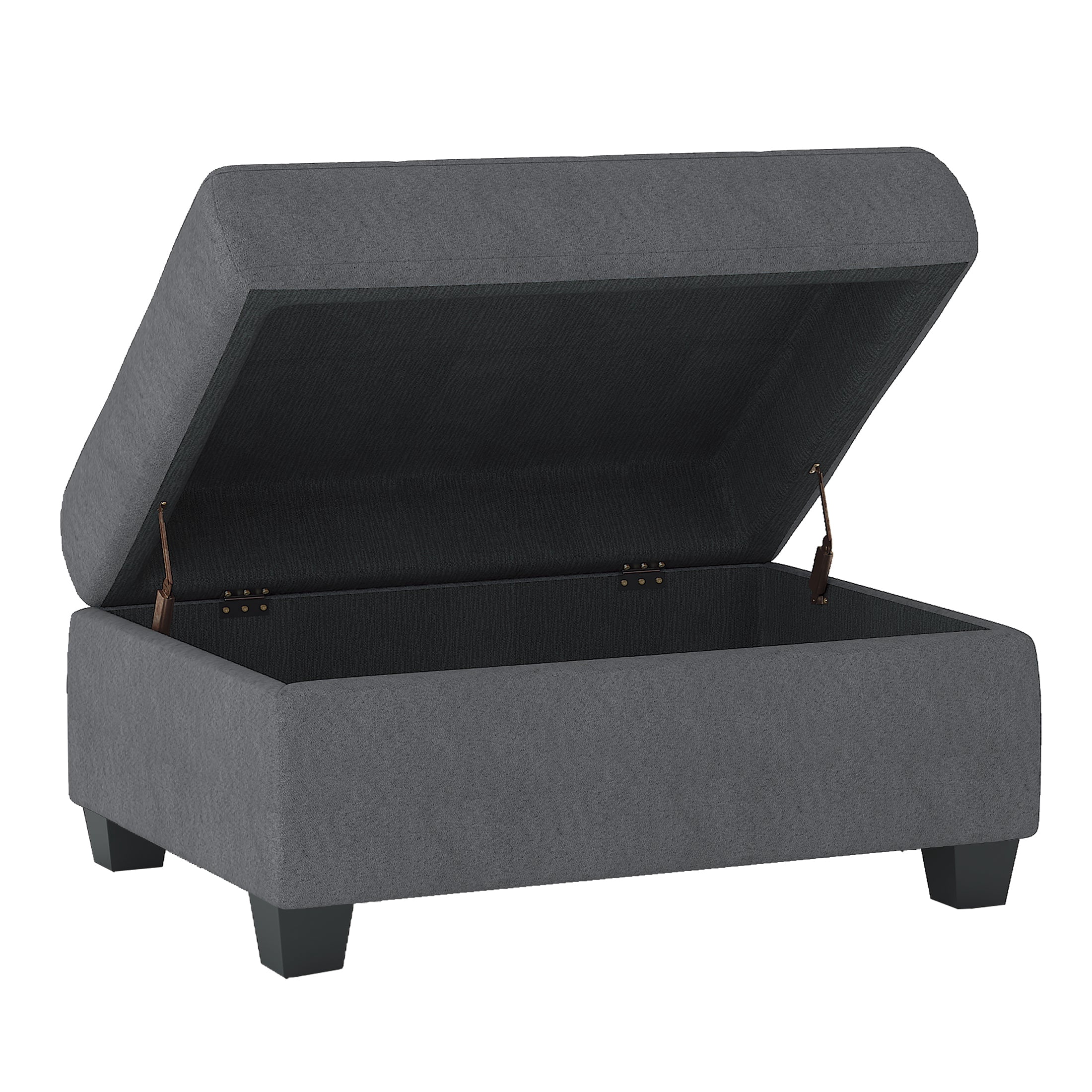 OakvillePark Granby Microfiber Fabric Upholstered Storage Ottoman, Dark Gray
