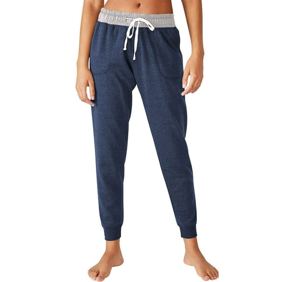 WLJ Women Colorblock Drawstring Elastic Waistband Pants With Side Pocket