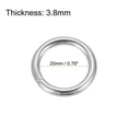 thumbnail image 2 of 20mm ID 3.8mm Thickness Metal O Ring Iron Silver Tone 15 Pack, 2 of 4