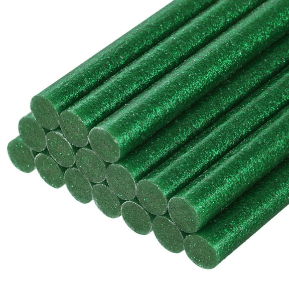Uxcell Mini Hot Glue Gun Sticks 4-inch x 0.43-inch for Glue Gun, Glitter Dark Green 16pcs
