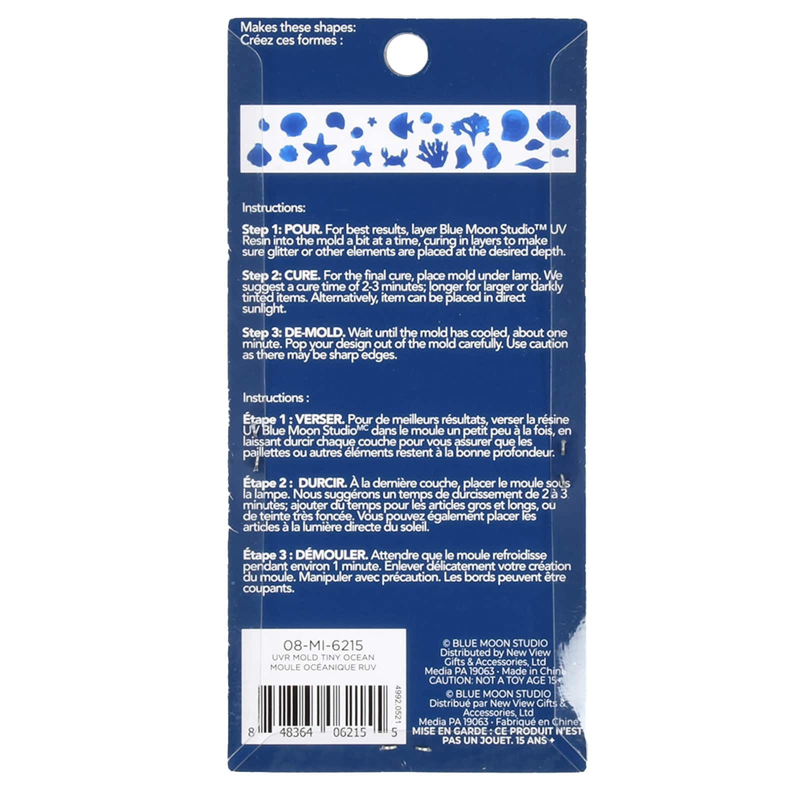 Blue Moon Studio UV Resin Craft Silicone Tiny Ocean Mold, 12 Pack