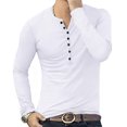 thumbnail image 3 of Defitshape Men's Long Sleeve Henley Shirt Soft Basic Fall Top T Shirt Crewneck Home White Large, 3 of 3