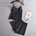 thumbnail image 1 of Pijama de seda de hielo de dos piezas con pantalones cortos y tirantes de color liso para mujer, traje de uso doméstico, 1 of 4
