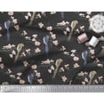 thumbnail image 2 of Soimoi Black Cotton Duck Fabric Floral & Paradise Whydah Bird Decor Fabric Printed Yard 44 Inch Wide, 2 of 3