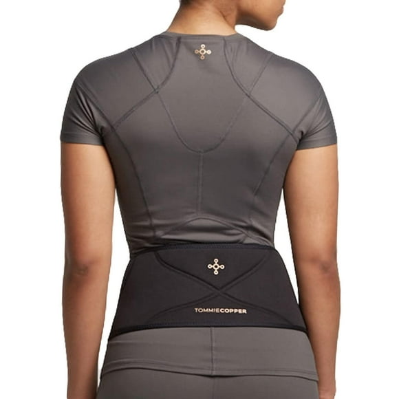 Faja lumbar cómoda para mujer de Tommie Copper, ajustable, transpirable y absorbente, soporte de compresión para espalda y músculos para uso diario - Negro - Talla S/M