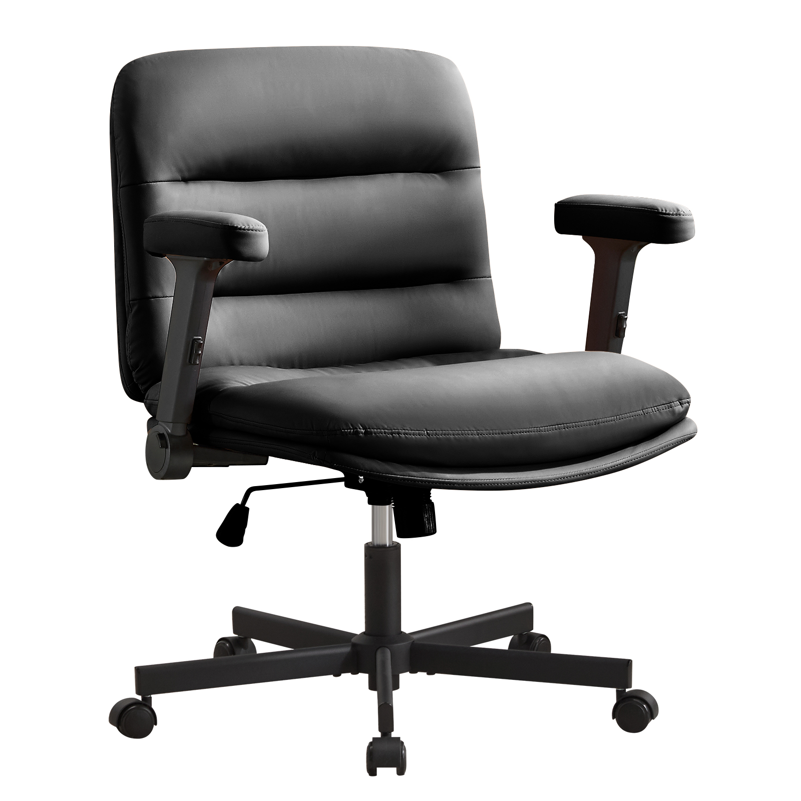 Falvinoryn 25.6" Wide Seat Office Chair, High Back Ergonomic Task Chair with Padded Adjustable Armrests and Double Cushion, Swivel Home Office Desk Chair for Office, Bedroom (Black)