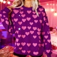 thumbnail image 2 of Hueook Valentines Day Shirt for Women Tops Crew Neck Printing Oversized Sweatshirt Long-sleeved Top Hoodie Purple M, 2 of 8
