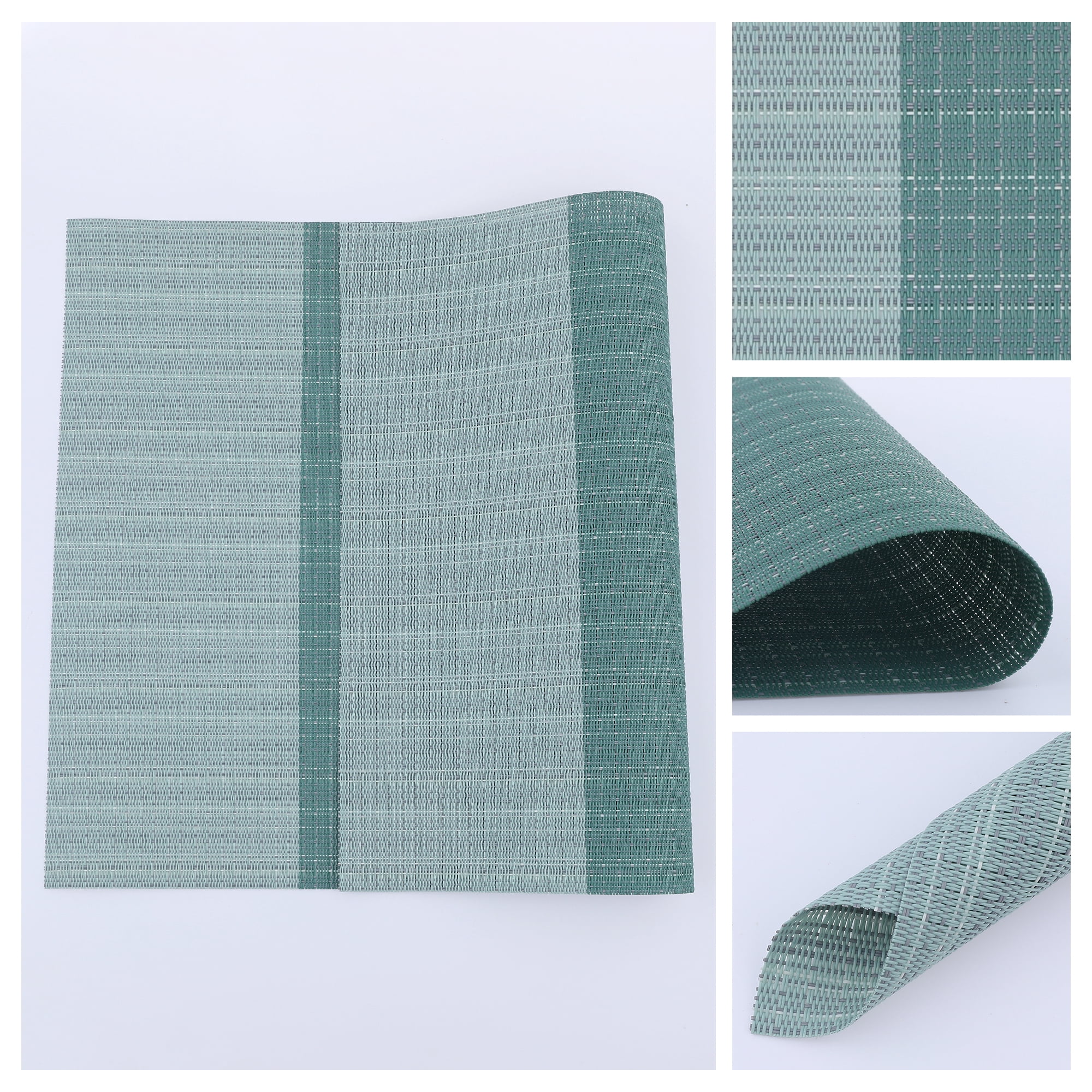 Unique Bargains Set of 6 Easy Clean Placemats for Kitchen Dining Table Decor Green